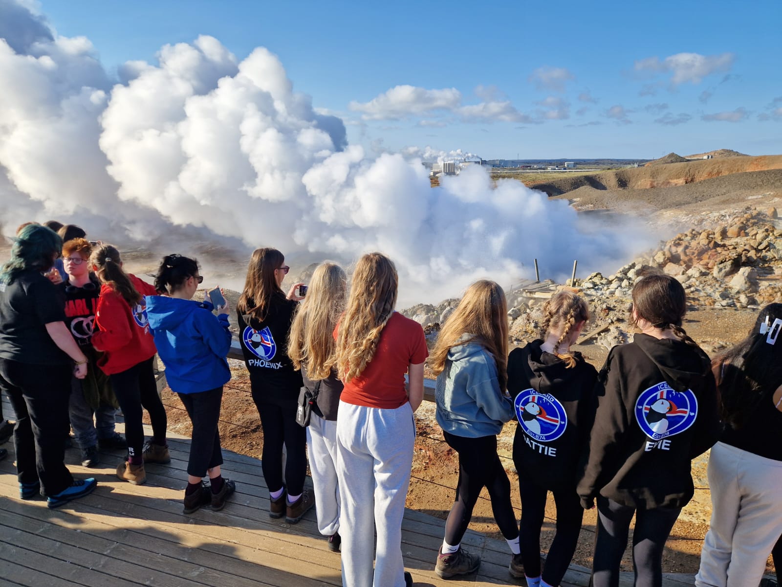Students standing next to volcano in Iceland
