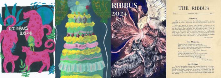 Front covers of Ribbus Magazine - 2026, 2025, 2025 and 1925